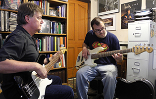 Photo of a bass lesson.